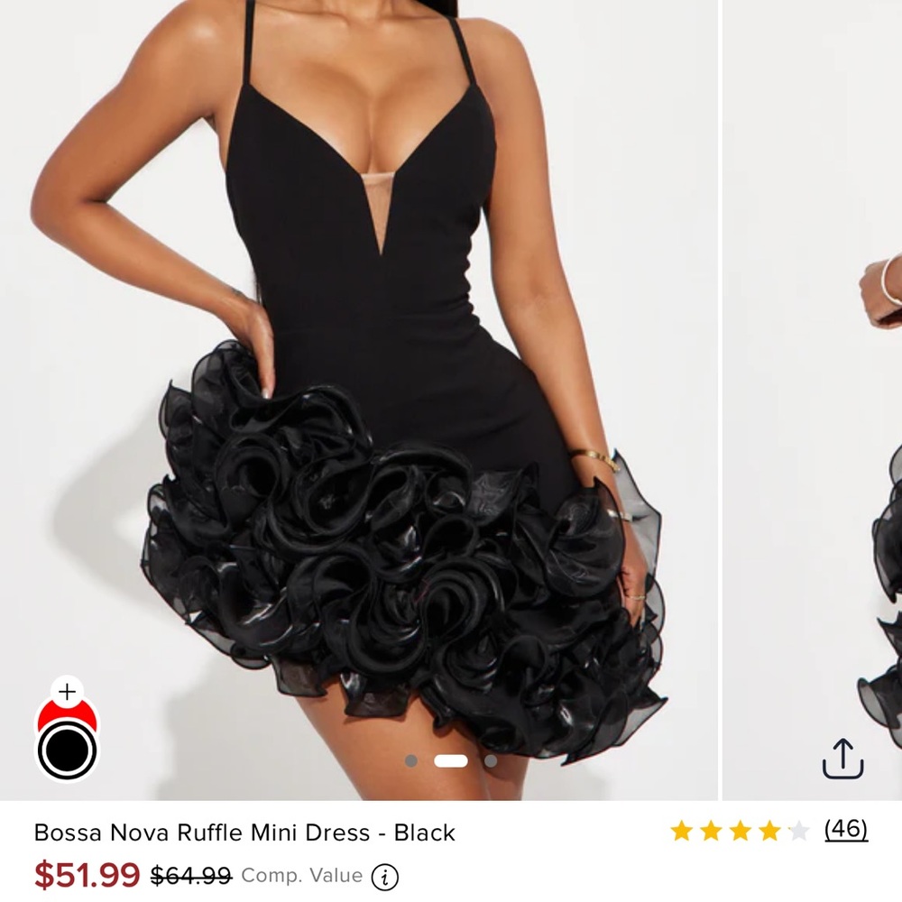Black Ruffle Mini Dress - Picture 2 of 3